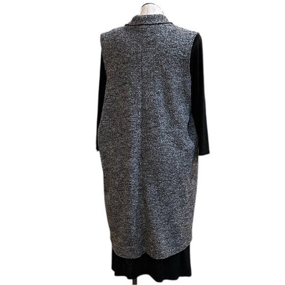 Tahari Wool blend Charcoal Gray black Textured longline Vest pockets Sz 1X - Picture 11 of 15